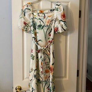 LOFT Floral Linen Dress